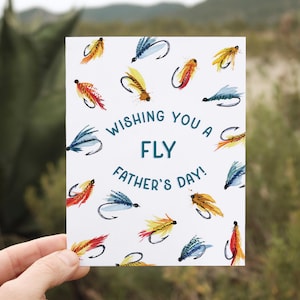 Father's Day Card Fly Fishing | Happy Father's Day Fishing Pun | Watercolor Funny Card for Dad, Grandpa, Angler, Outdoorsman, Fisherman