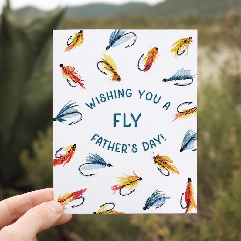 Father's Day Card Fly Fishing | Happy Father's Day Fishing Pun | Watercolor Funny Card for Dad, Grandpa, Angler, Outdoorsman, Fisherman