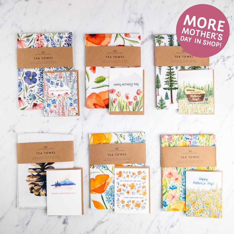 Happy Mother's Day Card | So Thankful for Mom Wildflowers Poppies | Sweet Watercolor Affirmation mothers day from son, daughter