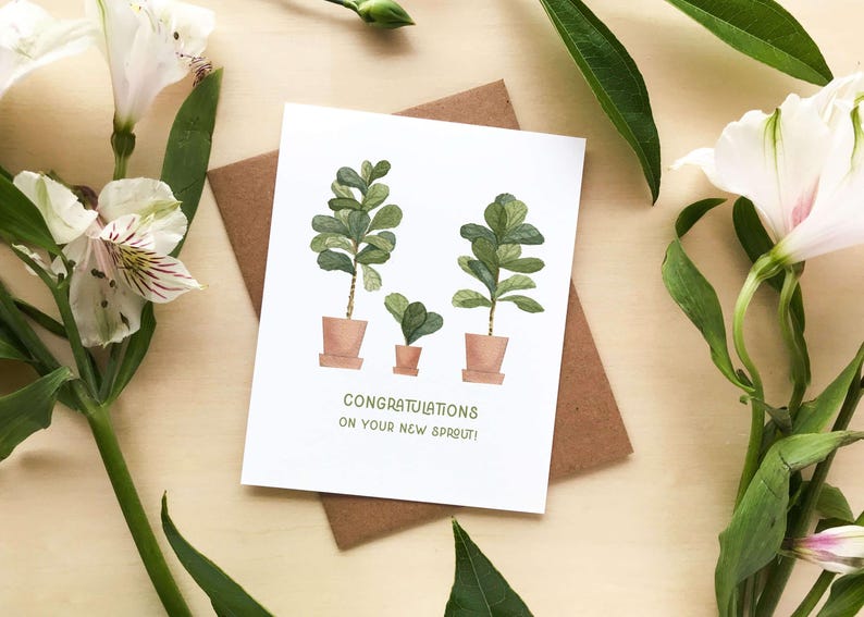Congratulations on Your New Sprout | Baby Shower Card | Blank Greeting Card