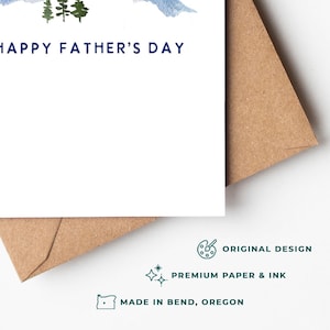 Minimalist Blue Mountain Landscape Father's Day Greeting Card | Handmade Watercolor Father's Day Card | Classic Dad Card for Men
