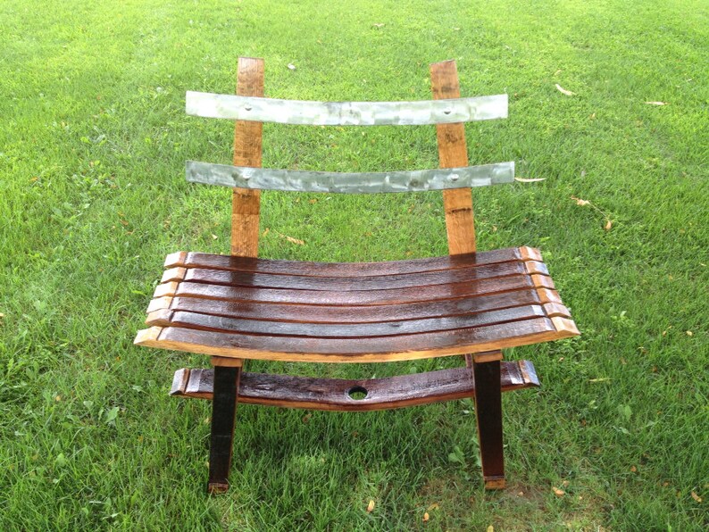 Wine Barrel Bench With Back Etsy