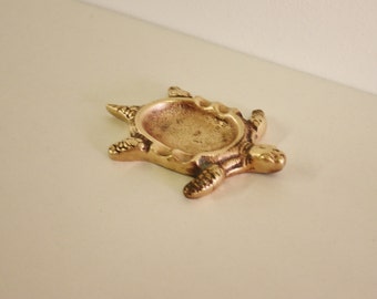 Vintage Brass Spanish Brogata Riddado Turtle Keepsake Ashtray Holder