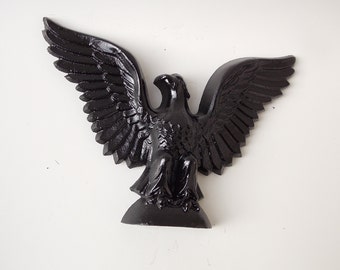 Vintage Small Black Metal Eagle Wall Hanging