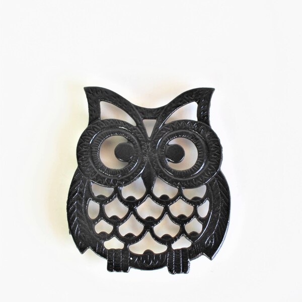 Vintage Steel Black Owl Trivet Medium Small Set of 3
