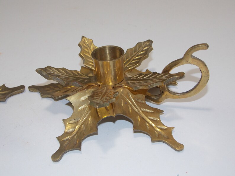 Vintage Brass Leaf Candle Holders Etsy