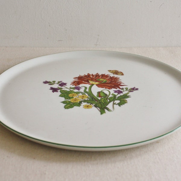 Vintage Large White Round Bavarian Flowered Motiff Plate