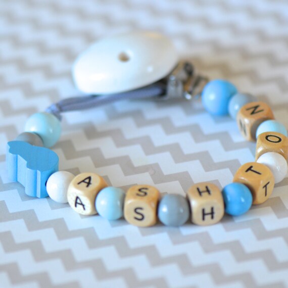 Pacifier clip blue pacifier clip personalized name pacifier Etsy