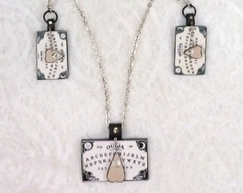 Ouija Board Necklace & Earring Set – Handmade Polymer Clay Jewelry