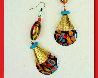 Blue Water Sunset - Ethnic Jewelry Drop Dangle Earrings