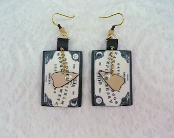 Ouija Board Dangle Earrings – Handmade Polymer Clay Ghost Hunter Jewelry