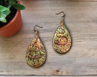 Uniquely Designed Handcrafted Polymer Clay Earrings - "Copper & Gold Had A Baby"