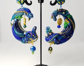 Polymer Clay Earrings - Post style, hand-created one-of-a-kind AI Inspired Jewelry