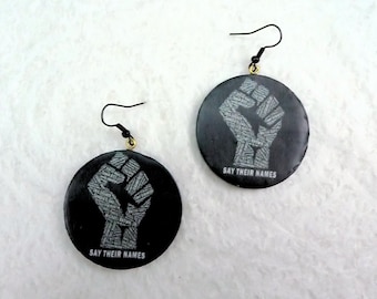 Black Lives Matter Too Dangle Earrings - Handmade Polymer Clay