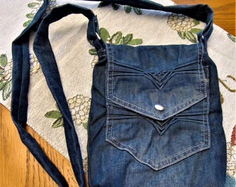 Upcycled denim shoulder/crossbody purse