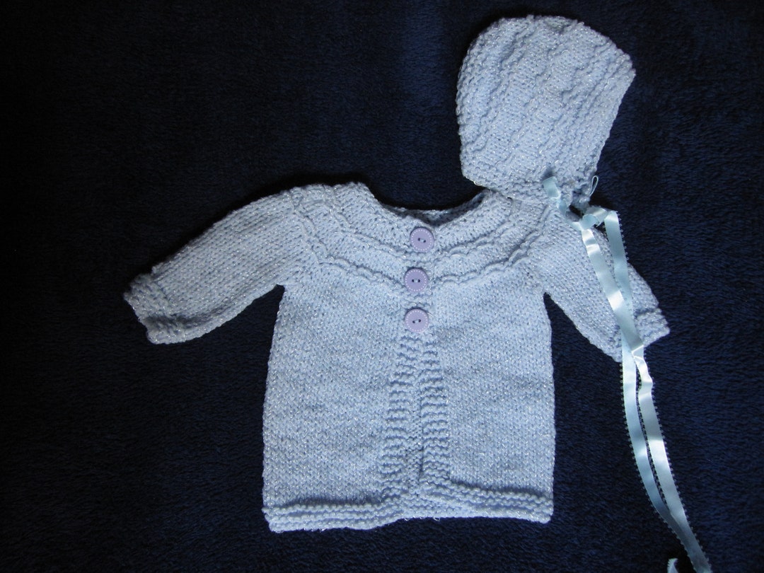 Preemie Baby Boy Blue Sweater and Hat Set. Etsy