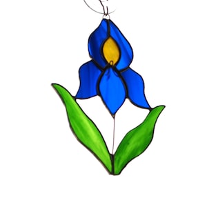 Stained Glass Blue Iris Flower Suncatcher