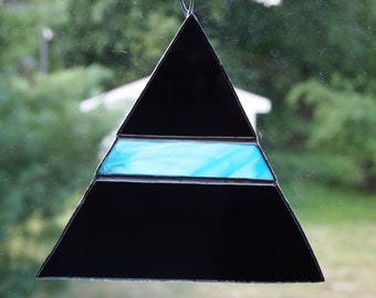 Stained Glass Thin Blue Line Police Symbol Suncatcher
