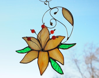 Stained Glass Lily Flower Suncatcher
