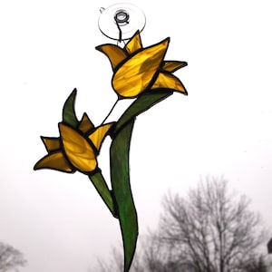 Stained Glass Yellow Lily Suncatcher