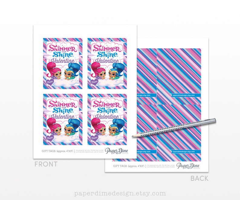 Printable Shimmer And Shine Valentine Cards Valentine s Etsy