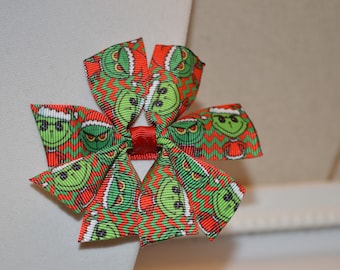 Green Grinch Hair Bow