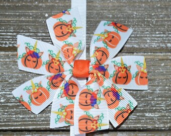 Unicorn Pumpkin Hair Bow