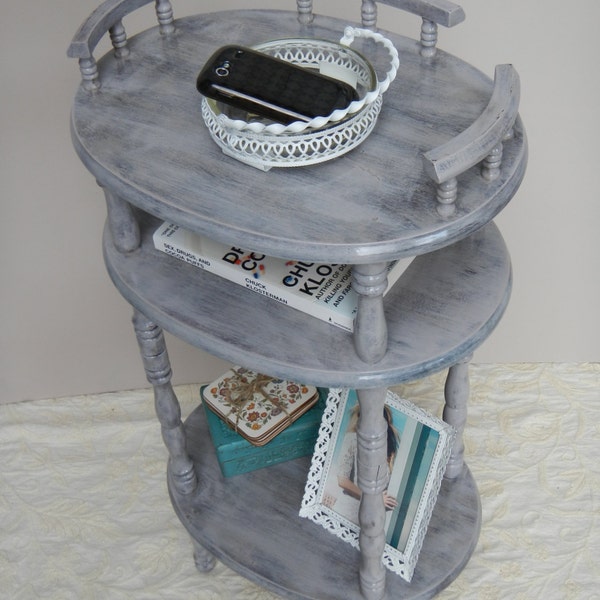 Small Greige Side Telephone Table - Modern Refinish