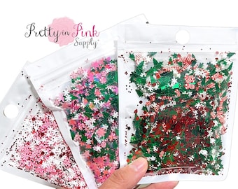 Christmas Glitter Mix Polymer Clay Slices | Clay Slices, Sequin, Glitter Mix for Resin and Slime | MERRY and Bright SEQUIN & CLAY Mix