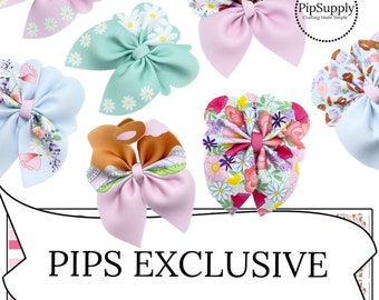 Pastel Spring Garden Shapes Bubble Neoprene Hair Bows - DIY - PIPS EXCLUSIVE - Easter Bubble Hair Bow - Neoprene Bows