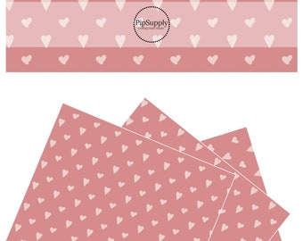 The Peachy Dot - Be Mine Pink - Faux Leather Sheet - Pink Valentine Faux Leather - Heart Print Faux Leather Sheets - Faux Leather Roll