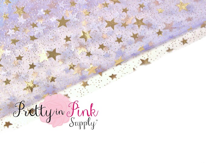 Lavender Gold Star Sheer Fabric Fabric-sheer Star Fabric by - Etsy