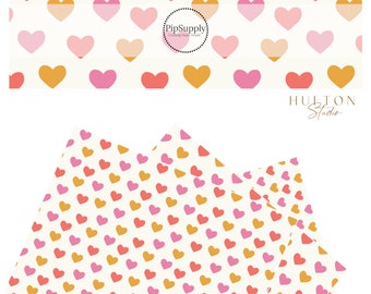 Hufton Studio - All My Heart Warm - Faux Leather - Valentine Faux Leather Sheets - Orange and Pink Heart Faux Leather Roll - Craft Sheet