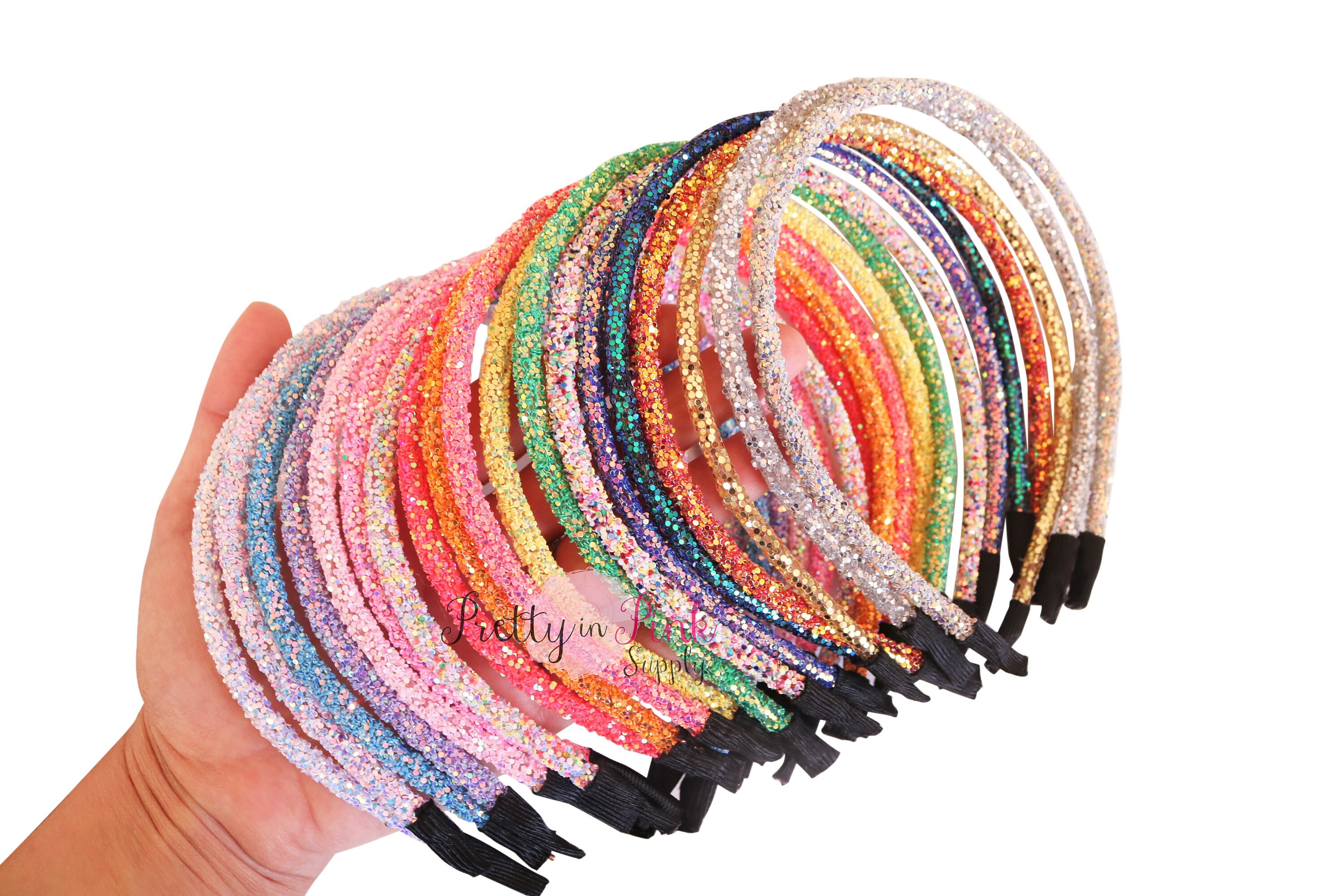Chunky Iridescent Lined Glitter Headband You Choose Quantity Etsy