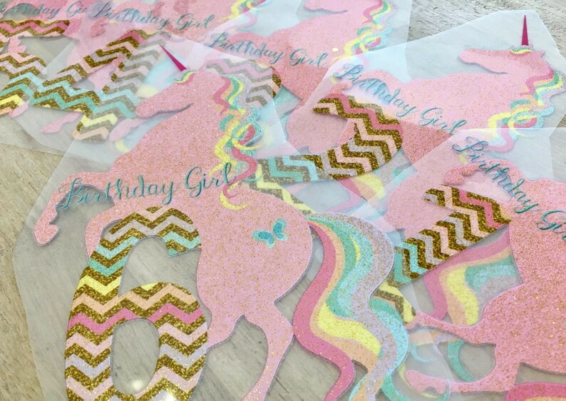 Vinyl GLITTER Iron on birthday Girl Age Rainbow Etsy
