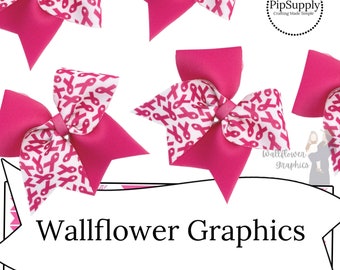Wall Flower Graphics - Breast Cancer Awareness Sailor Neoprene Hair Bows - DIY Hand Cut  Hair Bows - Breast Cancer Awareness Hair Bow