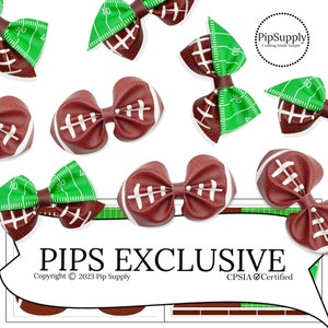 Football Faux Leather DIY Hair Bows & Craft Cutouts - PIPS Exclusive - DIY Hand Cut Football Field Hair Bows - Football Pinwheel Hair Bow