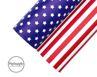 Patriotic Faux Leather - 4th of July Leather Sheets - STARS STRIPES Faux Leather Sheets*