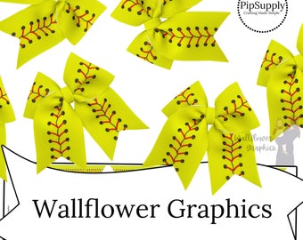 Wall Flower Graphics - Sports - SOFTBALL Sailor Neoprene Hair Bows - DIY Hand Cut Sports Hair Bows - Softball Hair Bow - Neoprene Bows