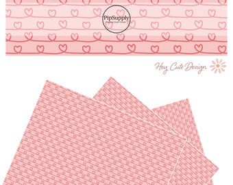 Hey Cute - Love Swooped In - Faux Leather Sheet - Valentine Hearts on Pink Crafting Sheet - Heart Faux Leather Roll - Pink Hearts Sheet