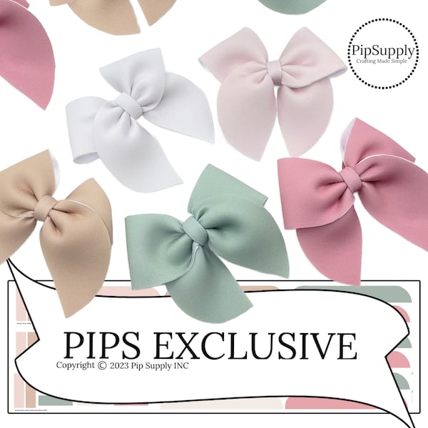 Neutral Tones Solid Sailor Neoprene Hair Bows - DIY - PIPS EXCLUSIVE - Neoprene Bows