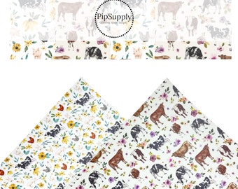 Cate & Rainn - Floral Farm Faux Leather Sheets- Spring Leather - FLORAL FARM ANIMALS Faux Leather Sheets*