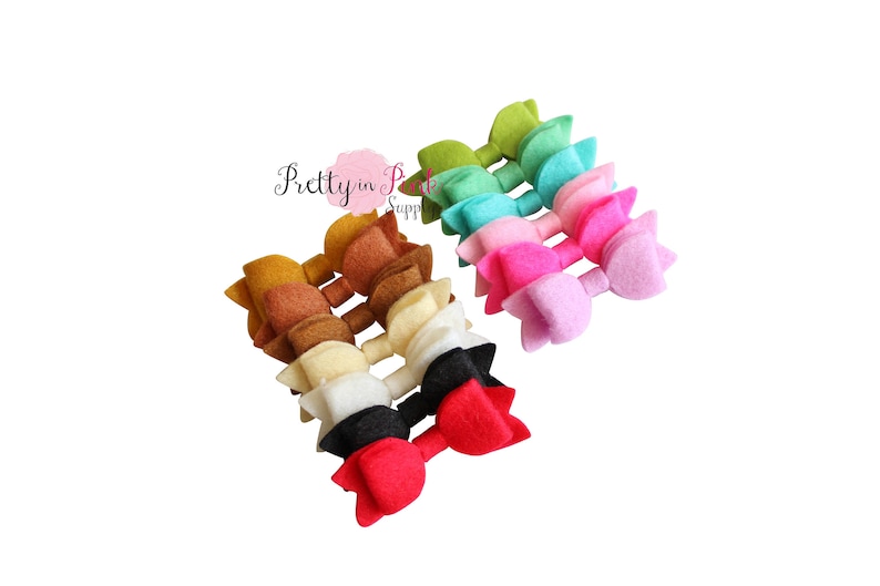 Ivory Tiny Soft Felt Bow Hair Bows PrettyinPinkSupply Supply Shop D.I.Y Flowers and Bows D.I.Y Supply Supplies Headbands