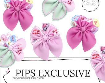 Pastel Valentine Shapes Bubble Neoprene Hair Bows - DIY - PIPS EXCLUSIVE