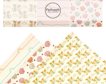 The Peachy Dot - Summer Faux Leather - Floral Leather - BEACH TIME Faux Leather Sheets*