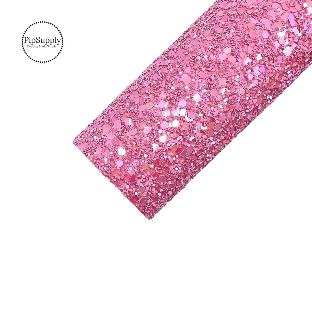 Chunky Glitter Sheet Carnation Pink Sparkling Solid Fabric Sheet Pink Glitter Fabric Sheet