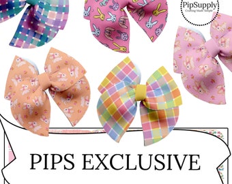 Bunnies & Plaids Sailor Neoprene Hair Bows - DIY - PIPS EXCLUSIVE - Easter Day Sailor Hair Bow - Neoprene Bows
