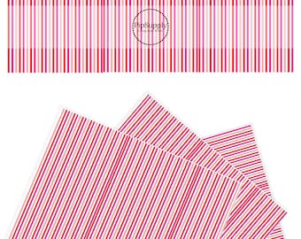 Faux Leather - Cupid Stripes - Valentine Faux Leather - Striped Faux Leather Sheets - Red and Pink Stripes Faux Leather Roll