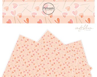 Indy Bloom - Sucker For You - Faux Leather - Valentine Candy Faux Leather - Custom Faux Leather - Faux Leather Rolls - Heart Lollipop Sheet