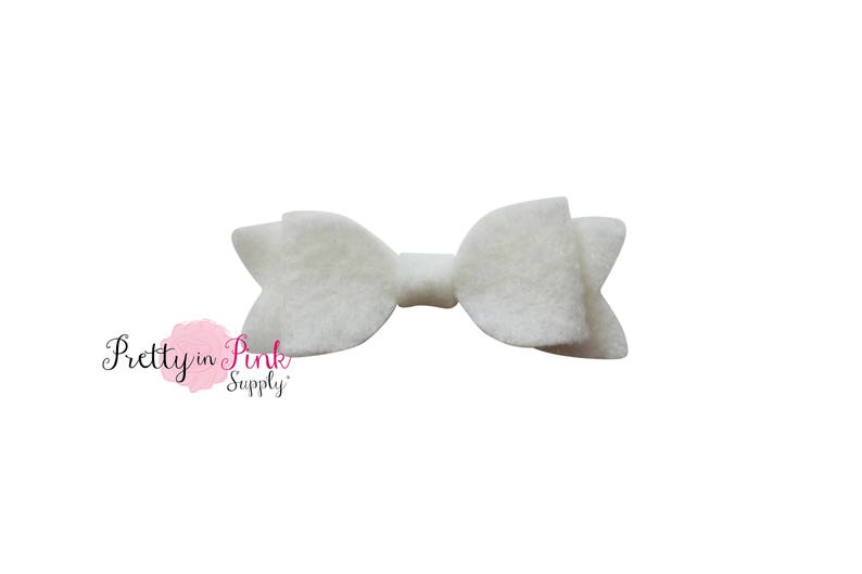 Ivory Tiny Soft Felt Bow Hair Bows PrettyinPinkSupply Supply Shop D.I.Y Flowers and Bows D.I.Y Supply Supplies Headbands